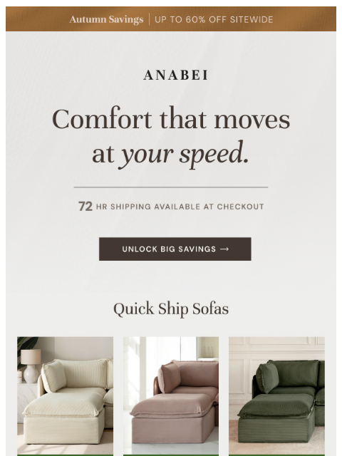 anabei newsletter: Quick Ship = Cozy Season Ready 🤎