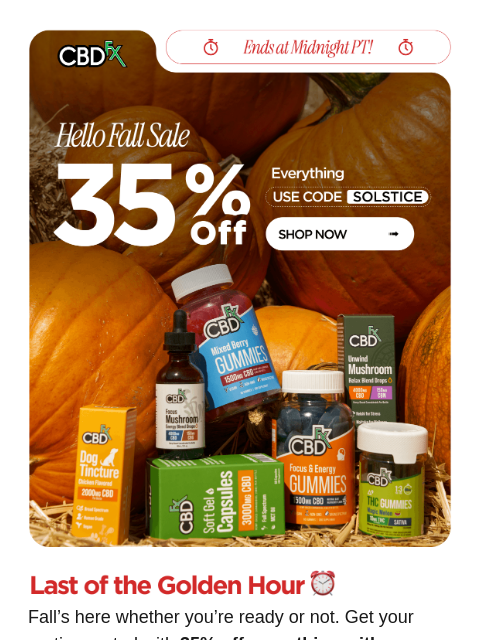 cbdfx newsletter: 35% OFF ends tonight 🍂
