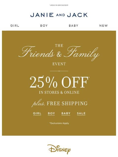 janieandjack newsletter: Take 25% off our Disney Princess collection