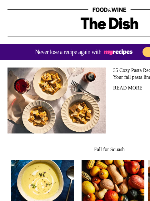 foodandwine newsletter: 35 Cozy Pasta Recipes to Make All Fall Long