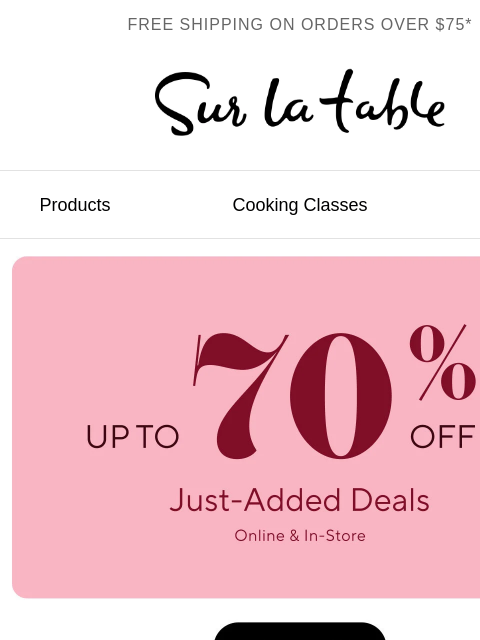 surlatable newsletter: Just-added deals up to 70% off.