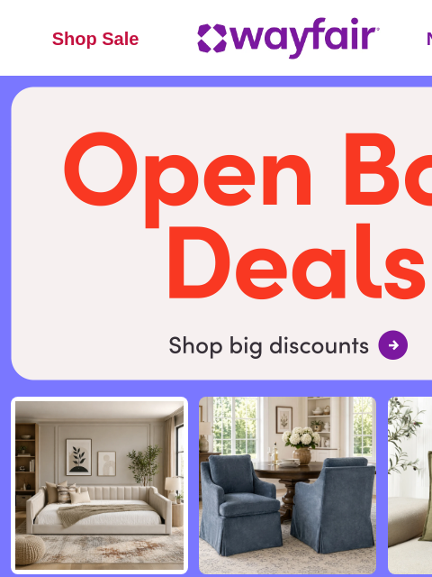 wayfair newsletter: Open Box Steals:  & more