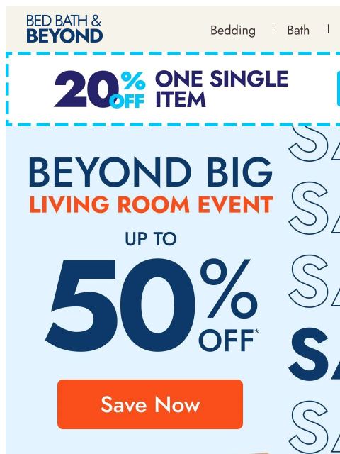 bedbathandbeyond newsletter: Big living room style, under budget