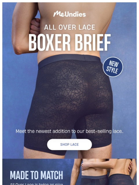 meundies newsletter: All Over Lace: Now in Boxer Brief