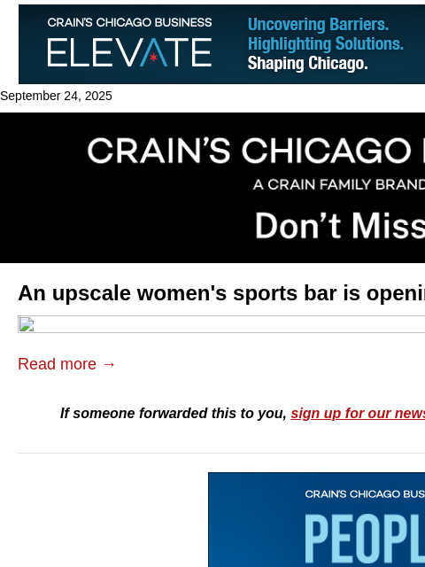 crainalerts newsletter: A new upscale women's sports bar