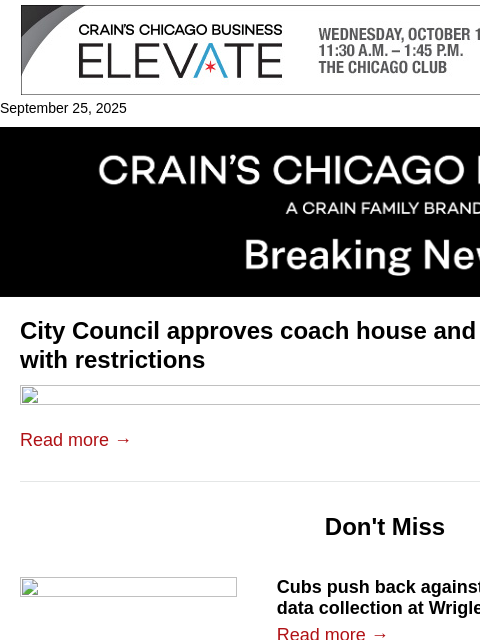 crainalerts newsletter: Coach house bill passes City Council — but with re...