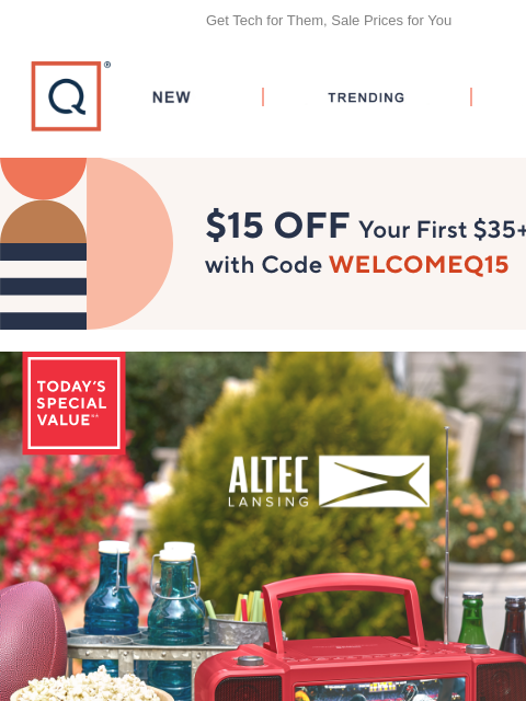 qvcemail newsletter: Take Music & Movies on the Go + Get $15 Off
