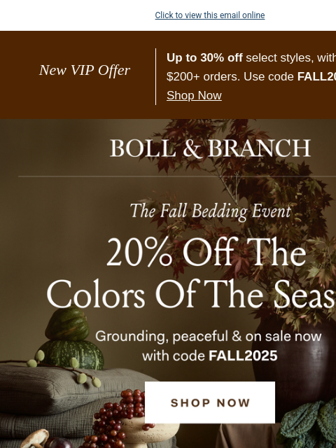 bollandbranch newsletter: 🍁 20% off | The new colors of the season 🍁