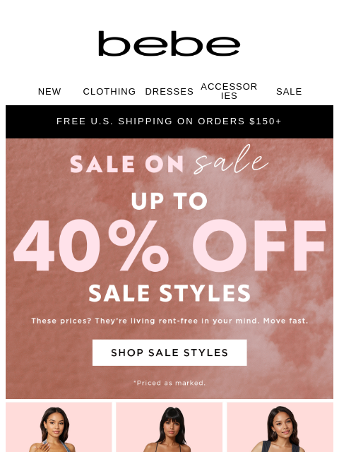 bebe newsletter: Up to 40% Off Sale Styles