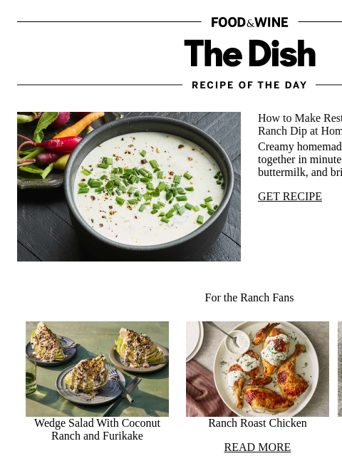 foodandwine newsletter: Buttermilk Ranch Dip