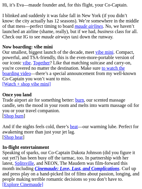 getmaude newsletter: September Founder Email — maude airways edition