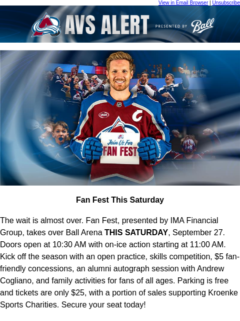 thecoloradoavalanche newsletter: 🏔️ Fan Fest Takes Over Ball Arena THIS SATURDAY