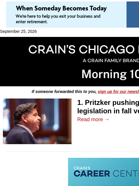 crainalerts newsletter: Pritzker wants 'significant regulation' on data ce...