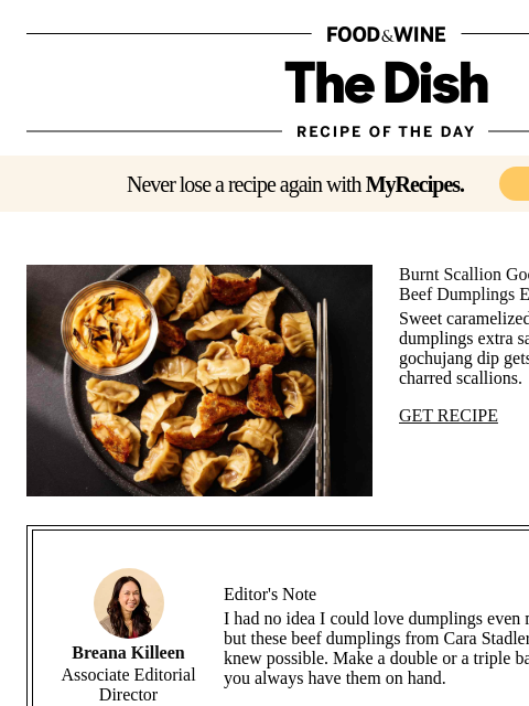 foodandwine newsletter: Beef and Caramelized Onion Dumplings