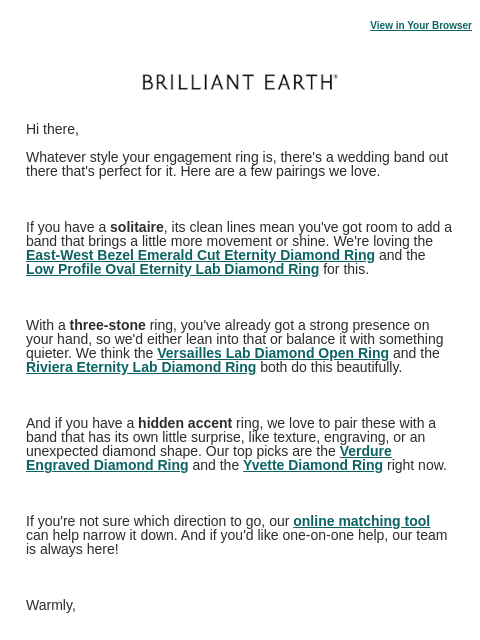 brilliantearth newsletter: Wedding bands that match your engagement ring