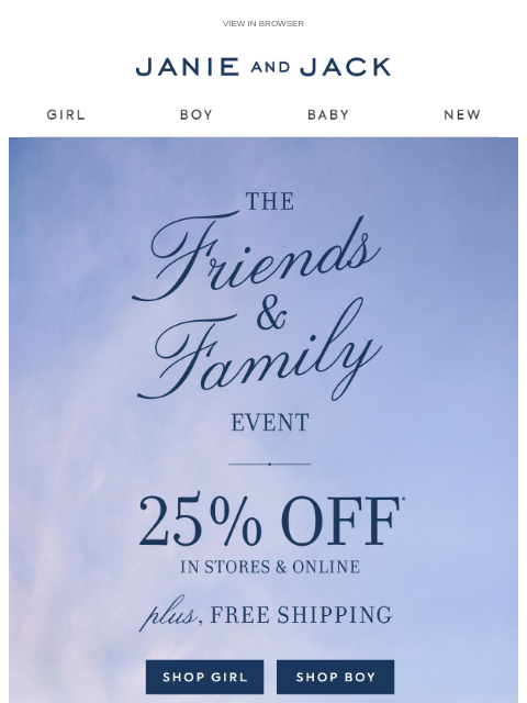 janieandjack newsletter: Just added to sale + extra 25% off