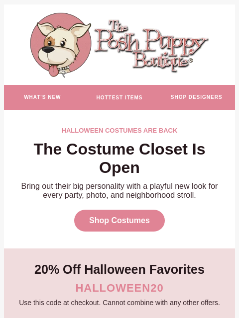 poshpuppyboutique newsletter: Urgent: Halloween Costumes Are Back ‼️