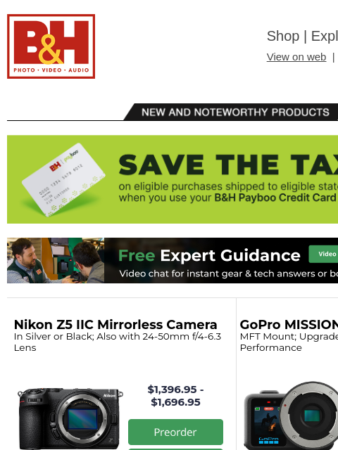 bhphotovideo newsletter: New Gear from Nikon, GoPro, Viltrox, Logitech & Mo...