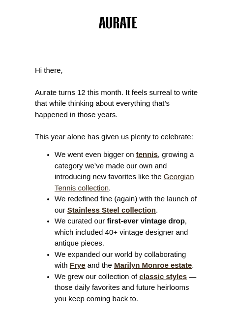 auratenewyork newsletter: From Our CEO