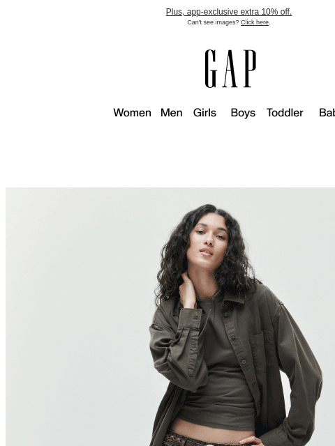 gap newsletter: 50% off, so you can update your fall rotation