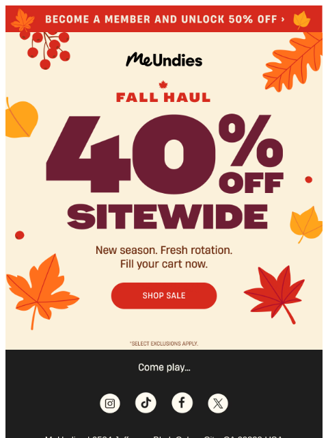 meundies newsletter: Fall Savings Are Here