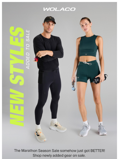 wolaco newsletter: NEW GEAR ADDED | The Marathon Season Sale 🔥