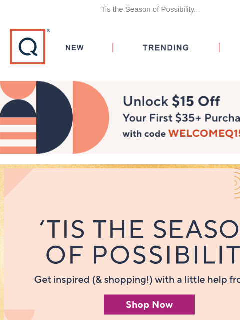 'Tis the Season of Possibility... QVC New TRENDING DEALS Unlock $15 off Your First Purchase the season of possibility beauty lover techie fashionista cook header TOVA Signature Eau de Parfum 3.4-fl