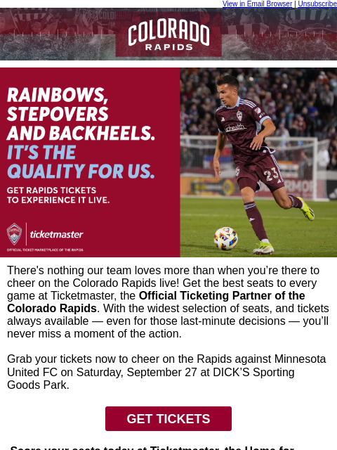 thecoloradorapids newsletter: Get Tickets for Colorado Rapids vs Minnesota Unite...