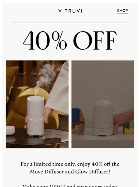 vitruvi newsletter: FLASH SALE: Move + Glow 40% OFF 🌟