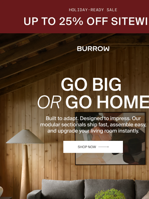 burrow newsletter: Save BIG on sectionals, now up to 25% off