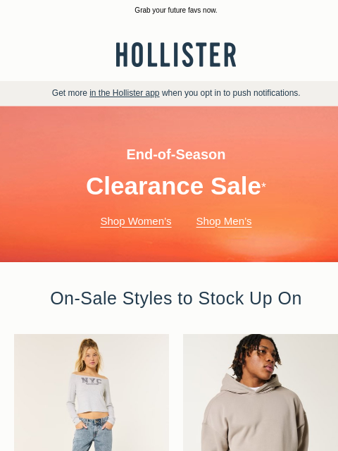hollisterco newsletter: 🔔 End-of-Season Clearance Sale 🔔