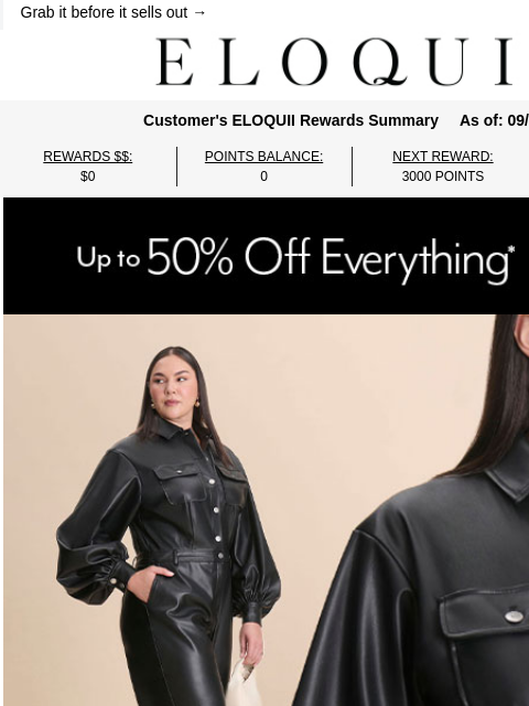 eloquii newsletter: The leather jumpsuit of the SZN 🖤