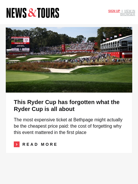 golfdigest newsletter: Who has the early Ryder Cup advantage?