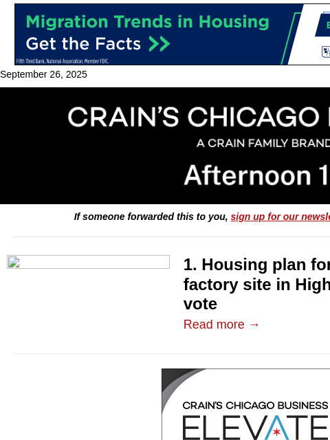 crainalerts newsletter: Highland Park's housing plan for long-vacant spot