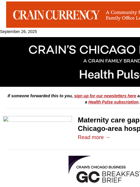 crainalerts newsletter: More hospitals cutting labor and delivery