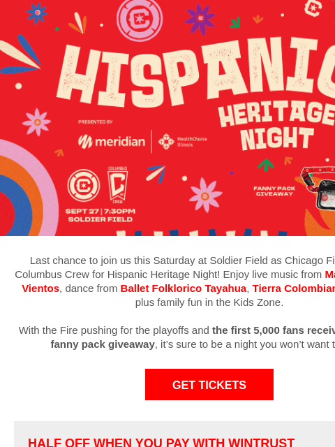 chicagofirefc newsletter: Last Chance: Celebrate Hispanic Heritage Night at ...