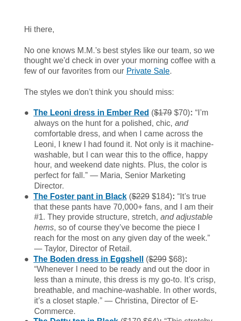 mmlafleur newsletter: Your Insider Guide to M.M.’s Private Sale