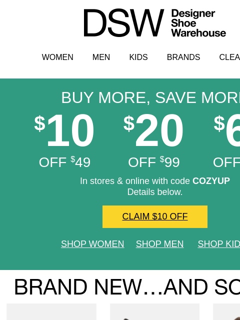dsw newsletter: $10 off ends TOMORROW