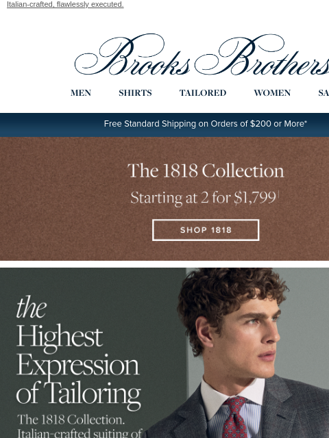 brooksbrothers newsletter: 1818 suits, 2 for $1799