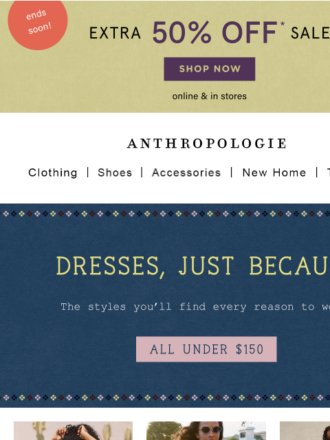 anthropologie newsletter: Dresses under $150, for your fall plans