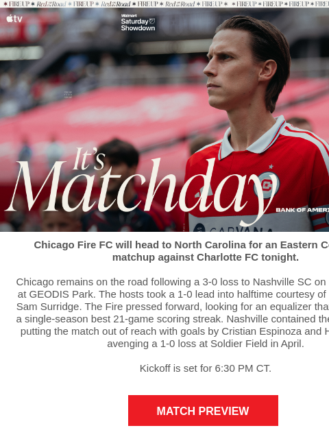 chicagofirefc newsletter: TONIGHT: Chicago Fire vs Charlotte FC