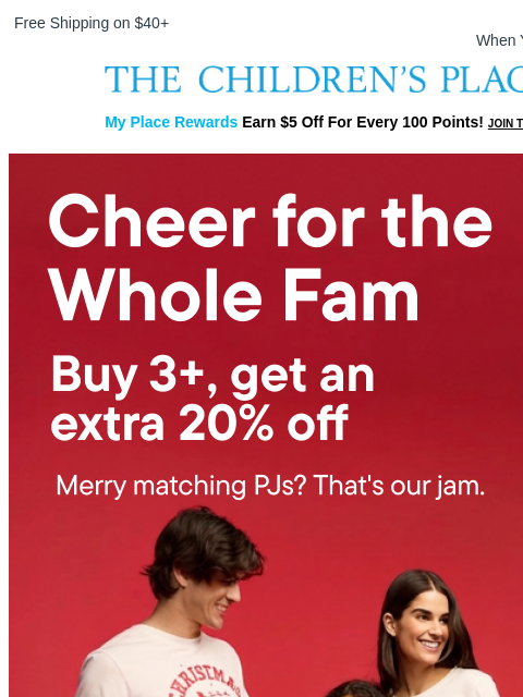 childrensplace newsletter: Cheer is Here! New Matching Holiday PJs🎄