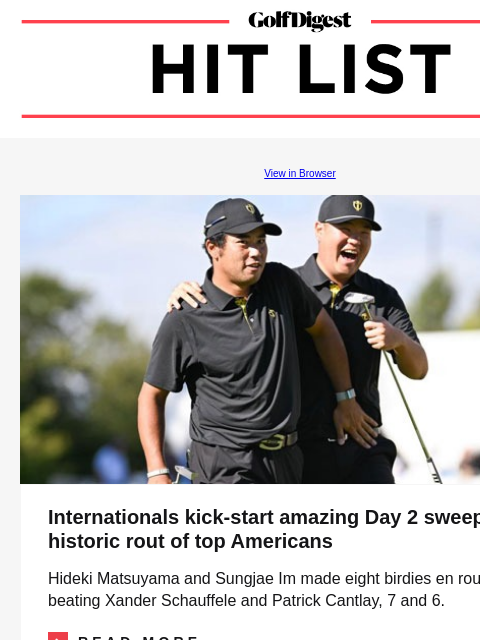 Tiger Woods' Sun Day Red logo involved in trademark dispute GolfDigest View in Browser Internationals kick-start bounce back with historic rout of top Americans Internationals kick-start amazing