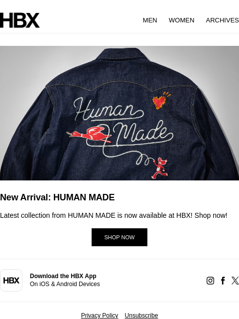hbx newsletter: New Arrival: HUMAN MADE
