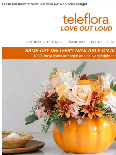 teleflora newsletter: It’s Pumpkin Season 🎃🍂 20% Off Now