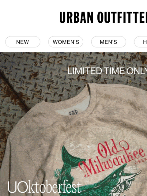 urbanoutfitters newsletter: UOktoberfest Sale! 30% off beer graphics