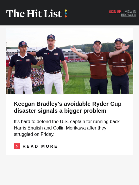 golfdigest newsletter: Keegan Bradley's avoidable disaster