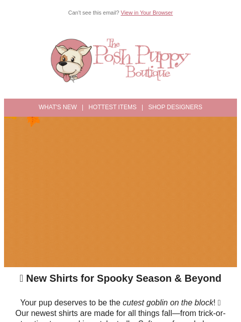 poshpuppyboutique newsletter: Spooky & Cute 👻 New Fall Tees for Your Pup!