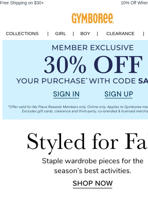 gymboree newsletter: Styles *Perfect* for Your Next Fall Activity 🍂🍎