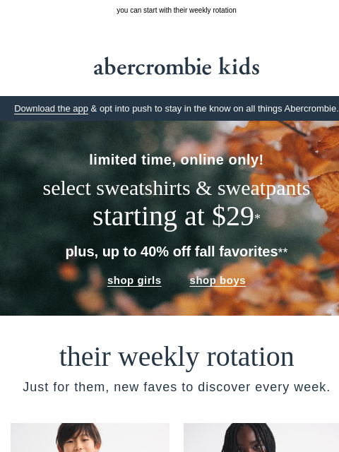 abercrombie newsletter: stock up with sweat sets & more